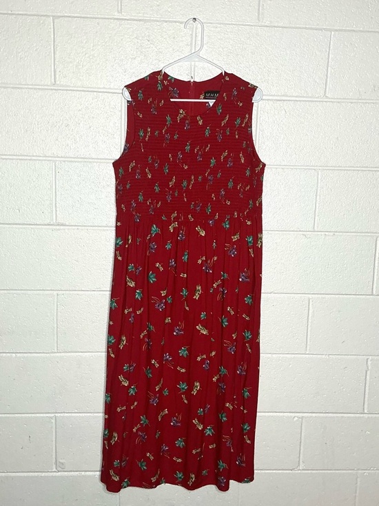 Melissa Harper Dresses & Skirts - < Vintage Melissa Harper Smocked Red Floral Dress Size 16 >